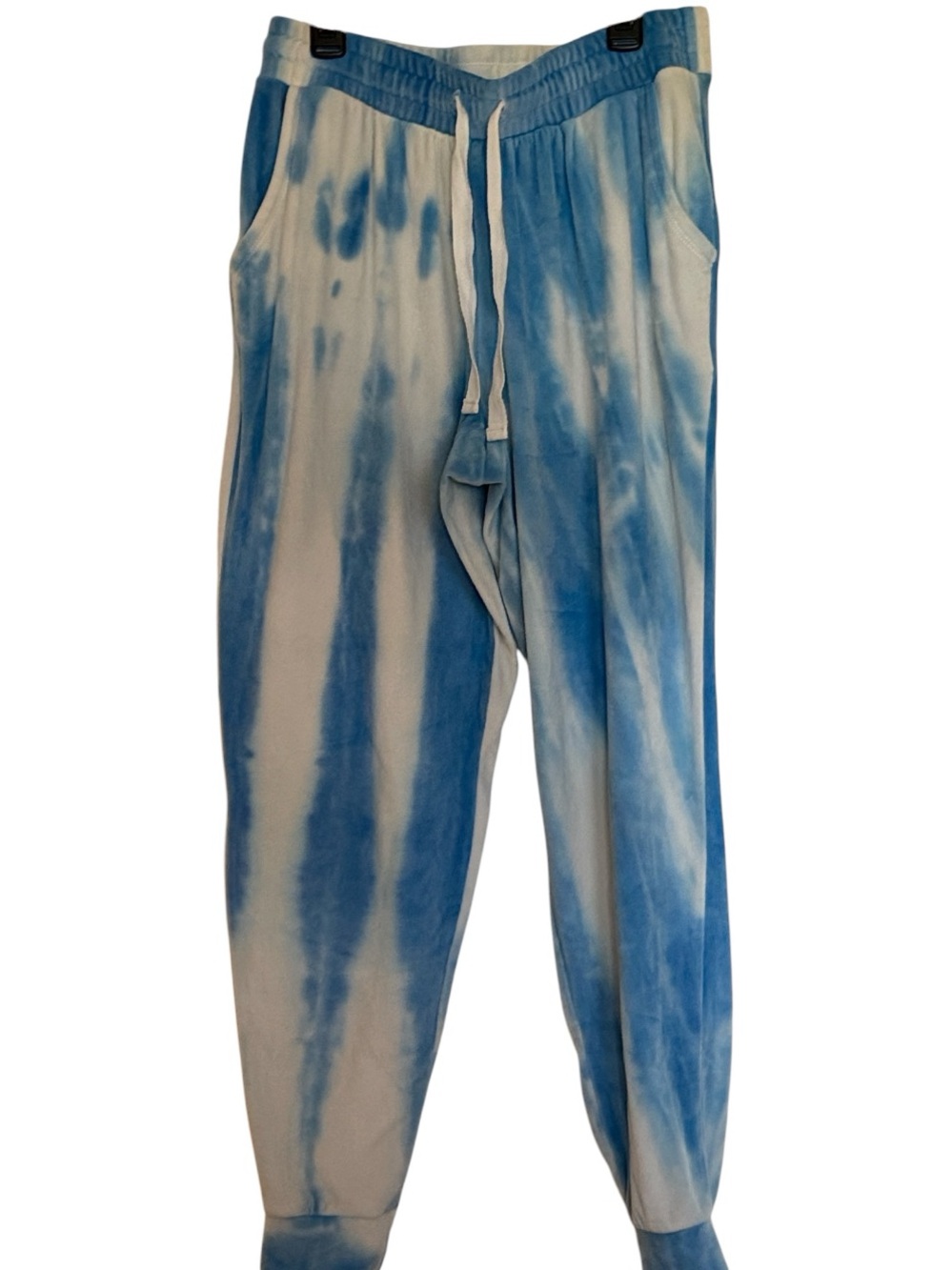 True Craft Light Blue and White Tie-Dye Joggers, drawstring adjustable,size L/XL